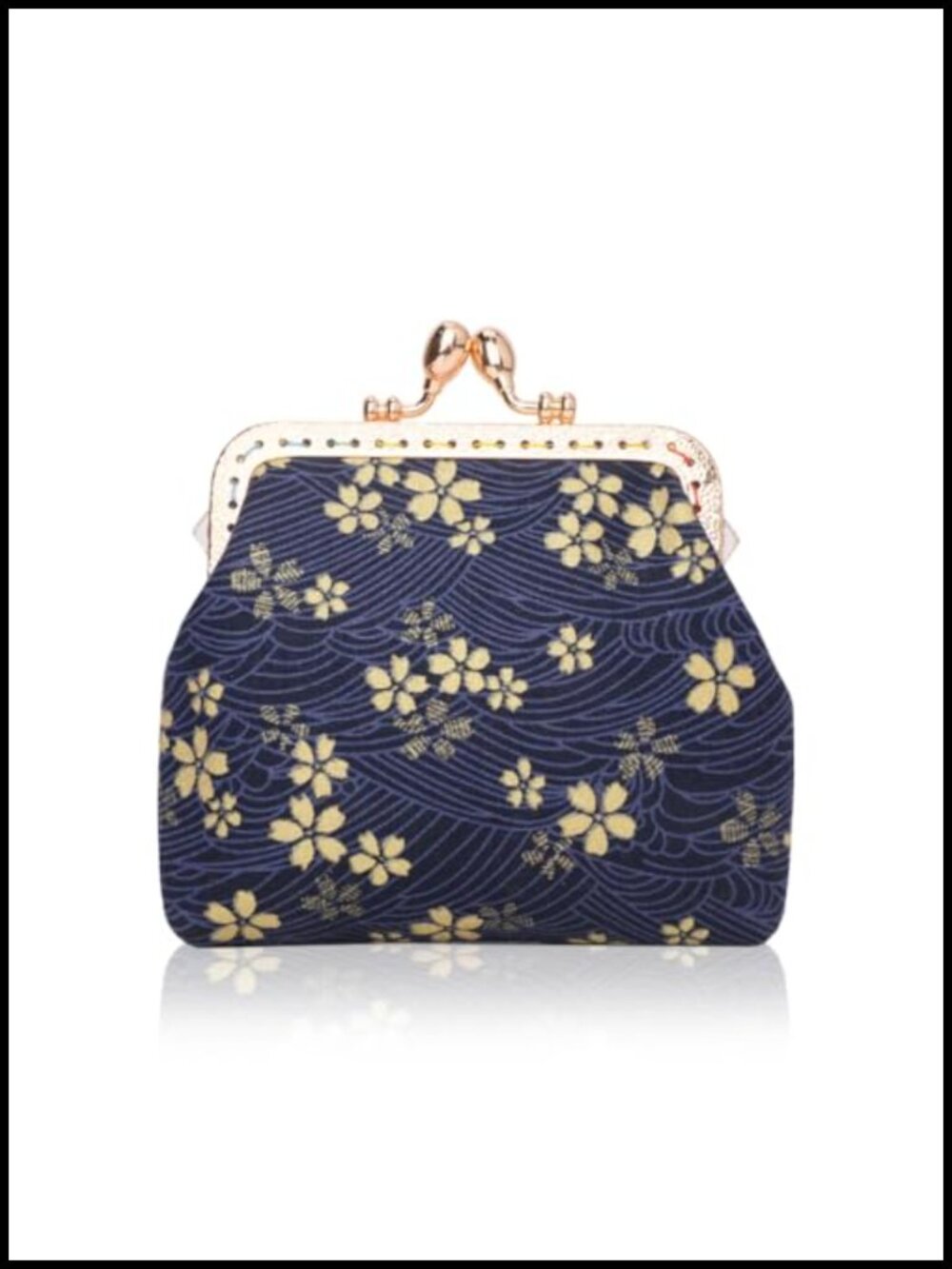 Canvas Kiss Lock Coin Purse Floral Change Wallet Women Clutch